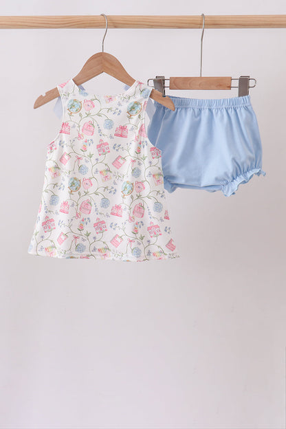 Blue Hydrangea Ruffle Bloomer Set