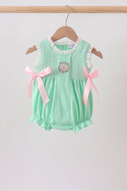 Green Butterfly Smocked Lace Bubble