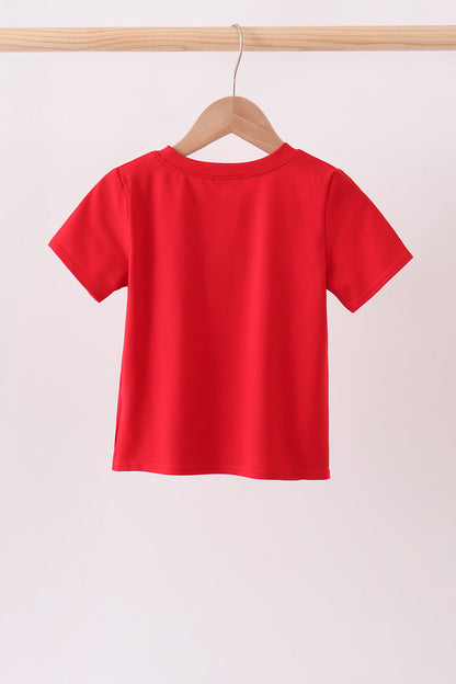 Red ABC Embroidered Top