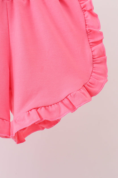 Pink Puppy Applique Ruffle Set