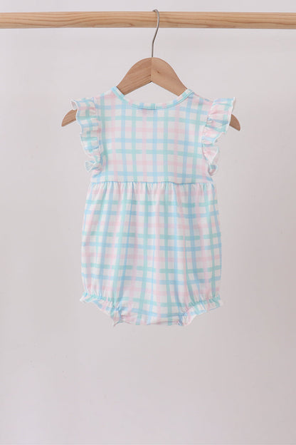 Blue Plaid Ruffle Bubble