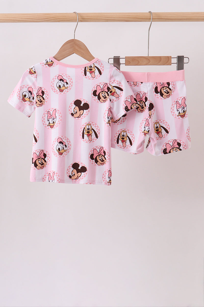 Pink character bamboo pajama set