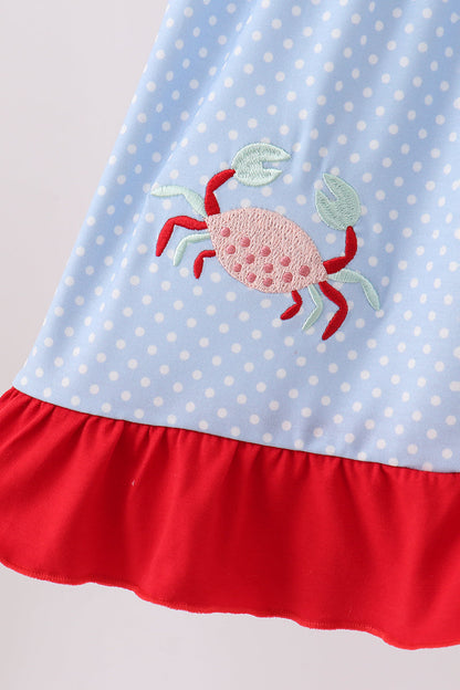 Blue Crab Applique Dress