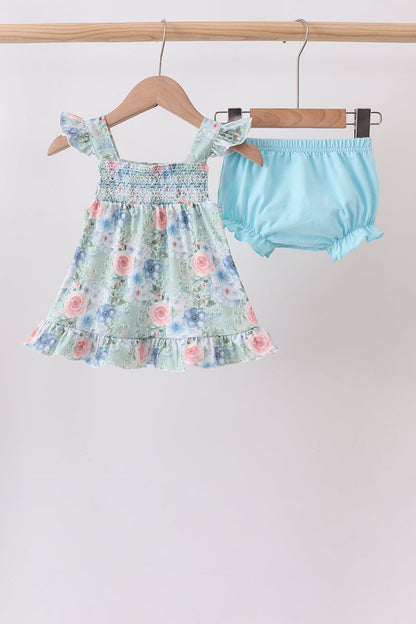 Floral Smocked Bloomer Set