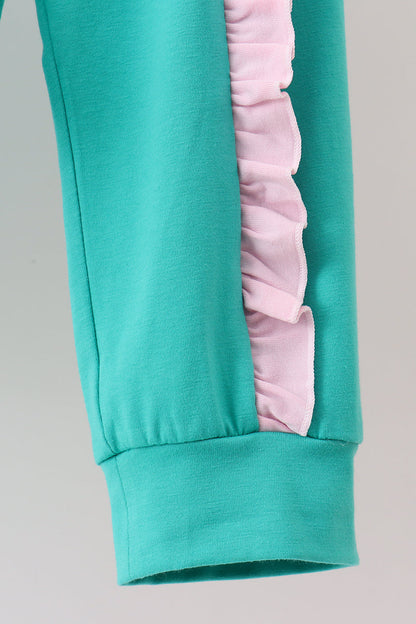 Green Floral Ruffle Jogger Set