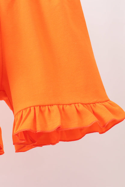 Orange Tennessee Smocked Scalloped Ruffle Shorts Set