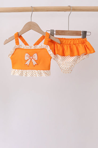 Orange Bow Ruffle 2PC Swimsuit