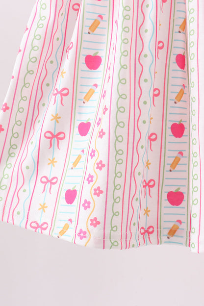 Pink Apple Smocked Ruffle Shorts Set