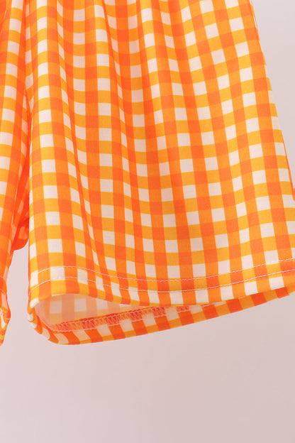 Orange Tennessee Applique Gingham Shorts Set