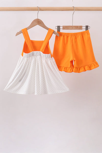 Orange Tennessee Applique Ruffle Shorts Set