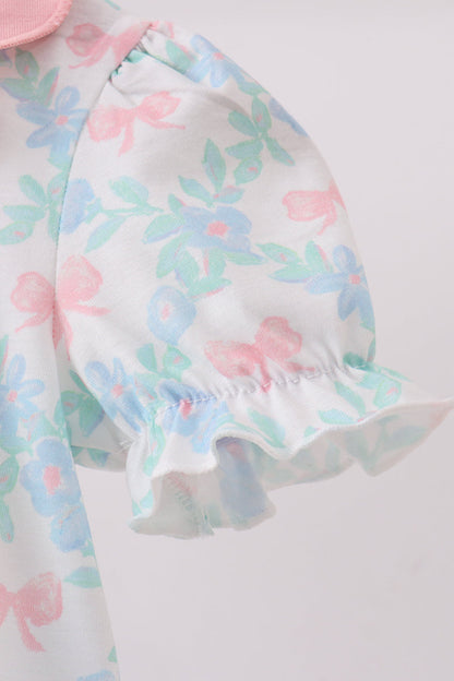 Pink Floral Bow Print Bubble