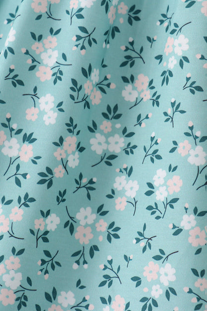 Green Floral Smocked Ruffle Dress