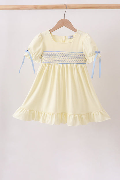 Cream smocked ruffle dress