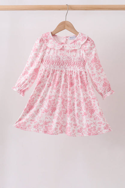 Pink Floral Smocked Dress