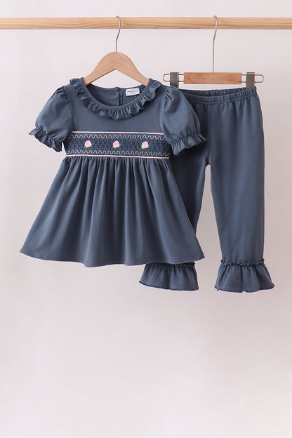 Garden Rose Smocked Ruffle Pants Set