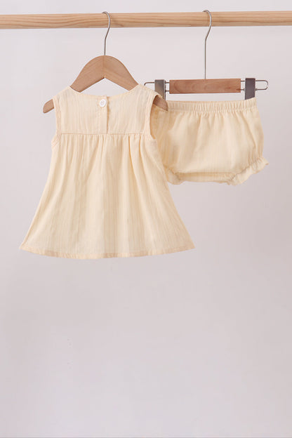 Oatmeal character french knot bloomer set