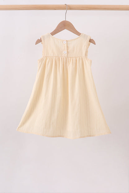 Oatmeal character french knot ruffle dress