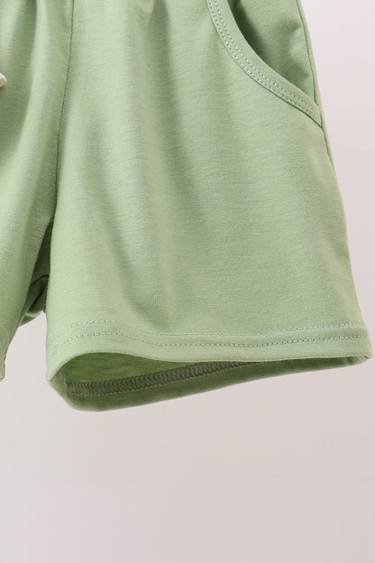 Monster truck embroidery stripe shorts set