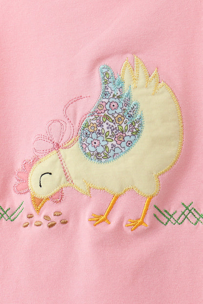 Pink Chicken Applique Bloomer Set