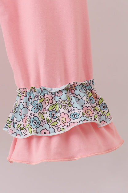 Mint Chicken Applique Ruffle Pants Set