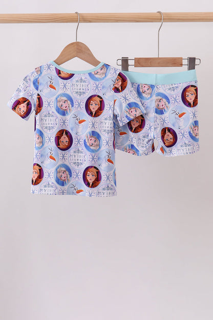 Blue frozen character bamboo pajama set