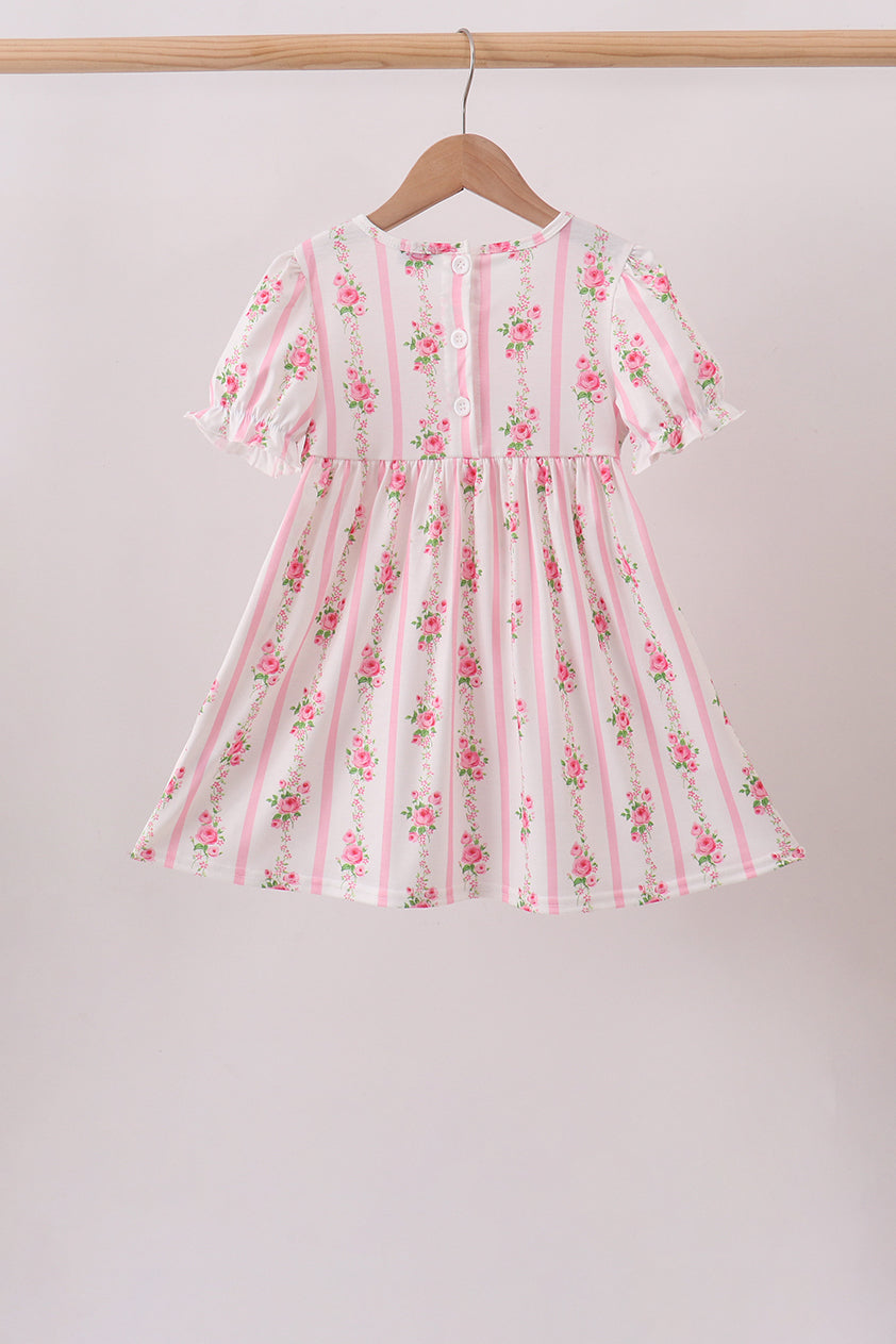 Pink Pumpkin Embroidery Ruffle Dress