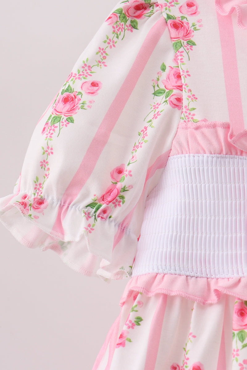 Pink Pumpkin Embroidery Ruffle Pants Set