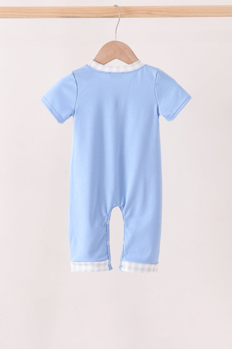 Blue Embroidery Romper