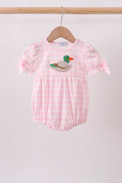Pink Mallard Applique Gingham Bubble