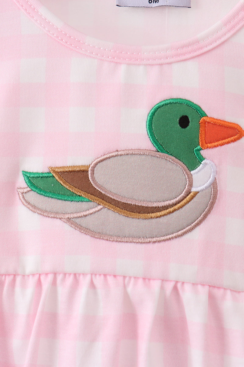 Pink Mallard Applique Gingham Bubble