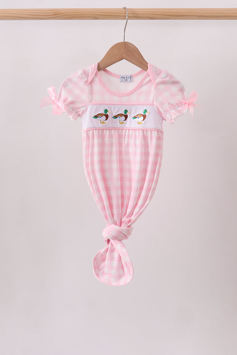 Pink Mallard Embroidery Gown