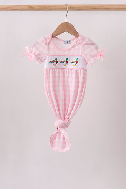 Pink Mallard Embroidery Gown