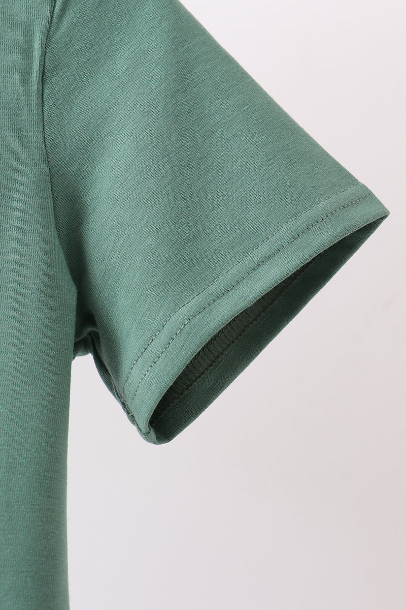 Green Mallard Embroidery Pocket Top