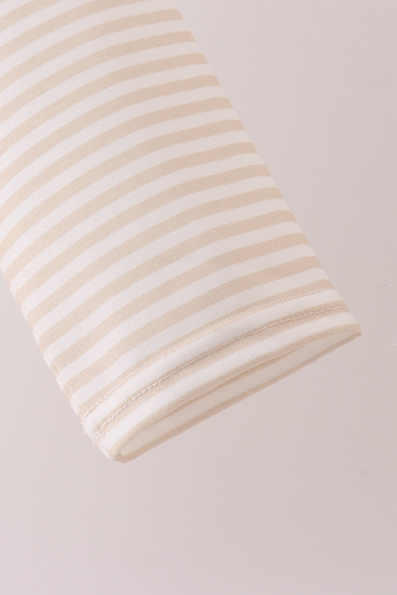 Brown Stripe Mallard Embroidery Top