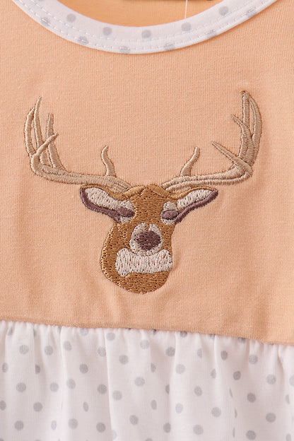 Beige Deer Embroidery Bubble