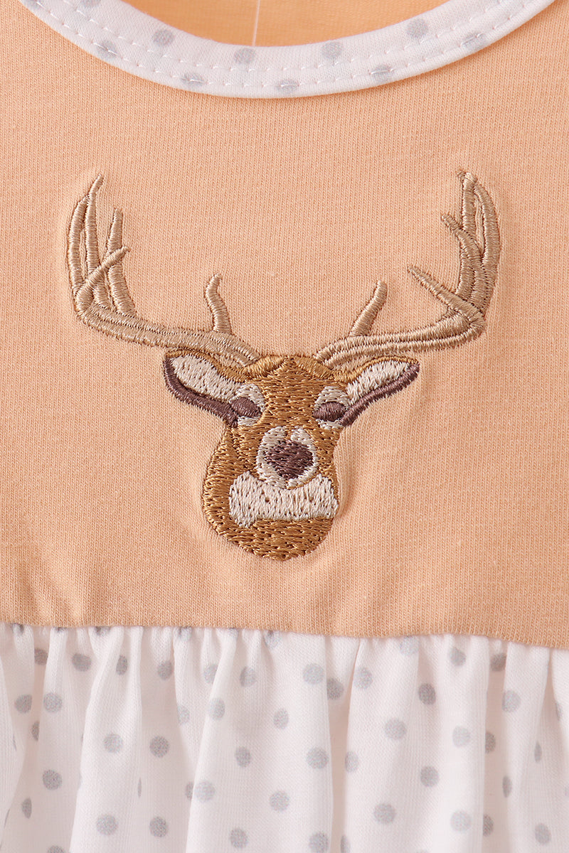 Beige Deer Embroidery Bloomer Set