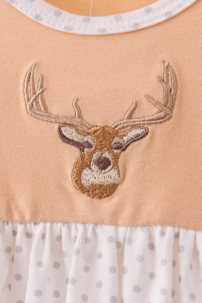 Beige Deer Embroidery Bloomer Set
