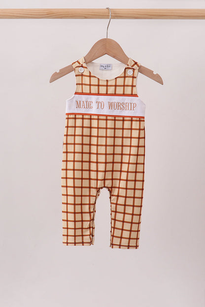Brown Made to Worship Embroidery Grid Jon Jon