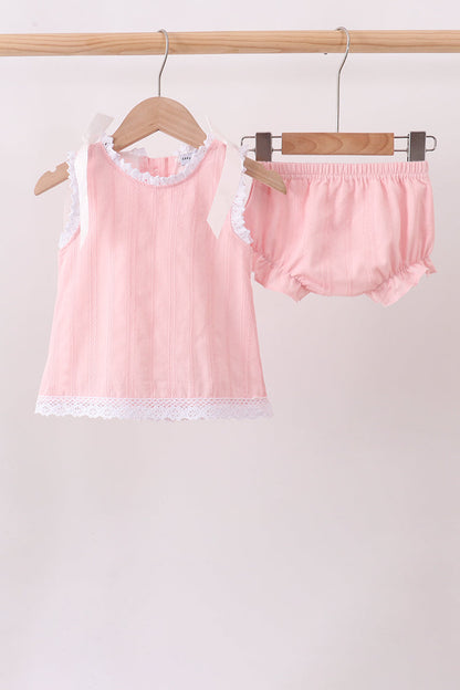 Pink Lace Jacquard Bloomer Set