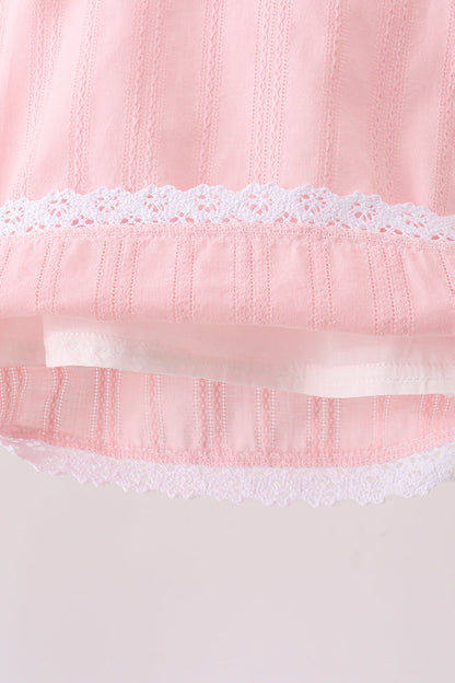 Pink Lace Jacquard Bloomer Set