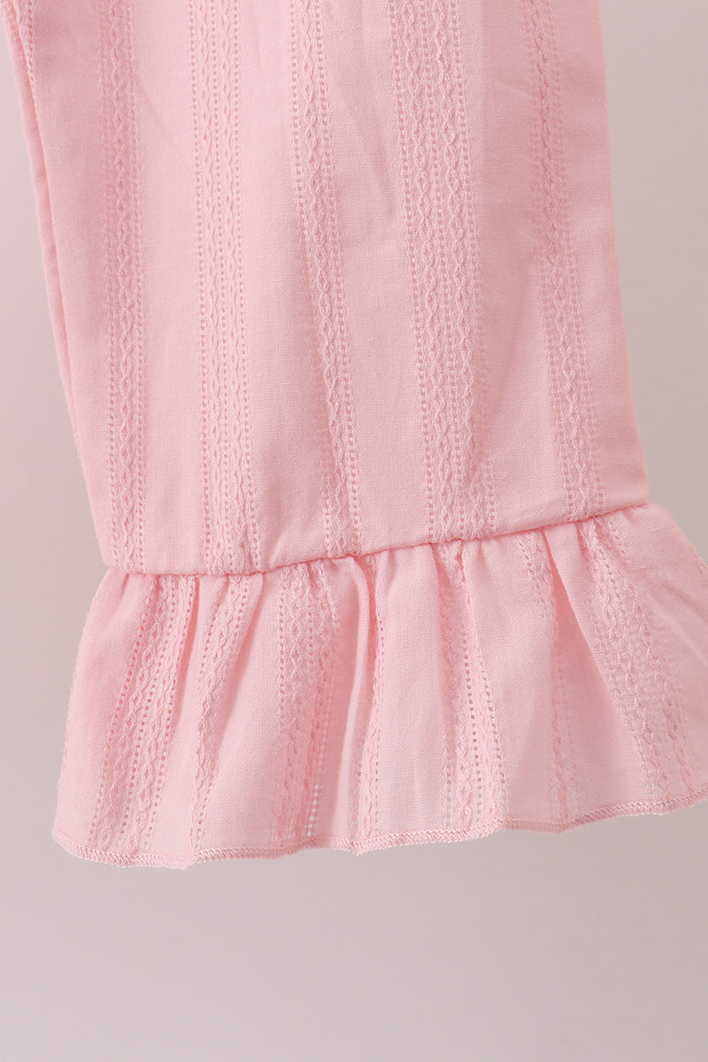 Pink Lace Ruffle Pants Set