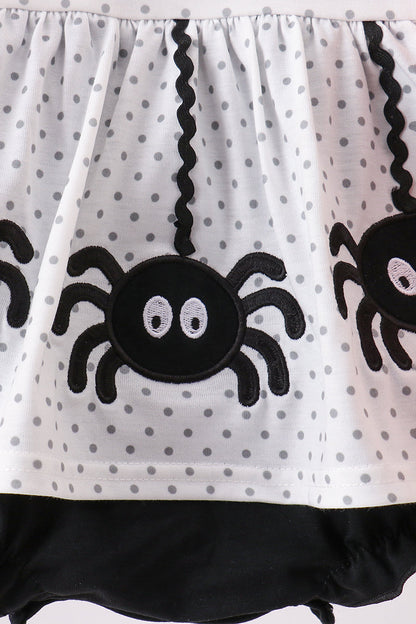 Black Spider Embroidery Ruffle Bubble