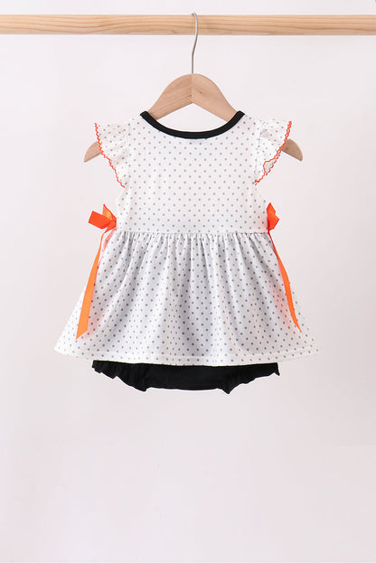 Black Spider Embroidery Ruffle Bubble