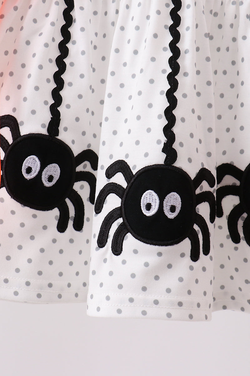 Black Spider Embroidery Ruffle Bloomer Set