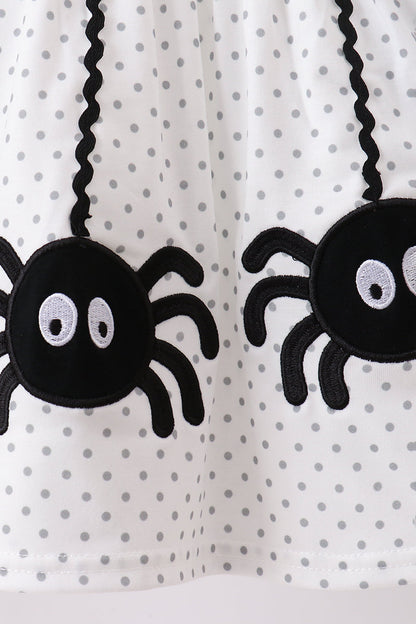 Black Spider Embroidery Ruffle Shorts Set