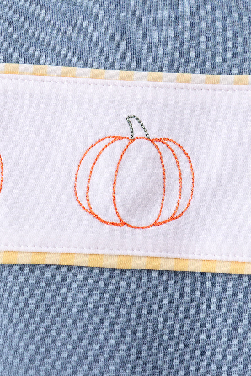 Blue Pumpkin Embroidery Gingham Shorts Set