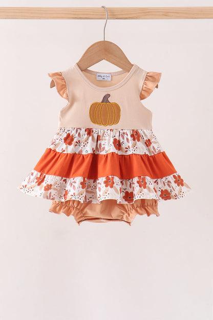 Floral Pumpkin Embroidery Ruffle Bubble