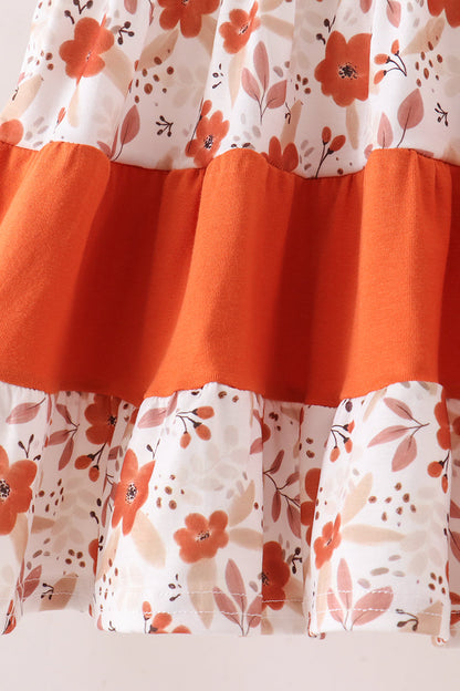 Floral Pumpkin Embroidery Ruffle Pants Set