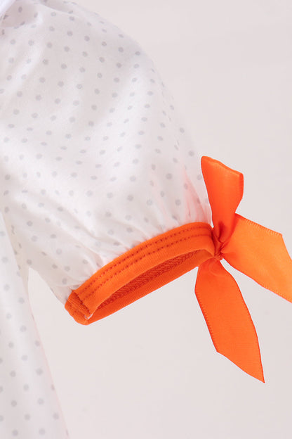 Orange Pumpkin Bow Embroidery Bubble