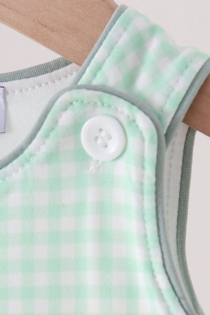 Green Pumpkin Embroidery Gingham Jon Jon